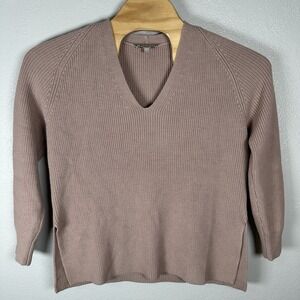 Athleta Switchback Knit Sweater Tunic Slit Hem Womens Small Pink Wool Blend